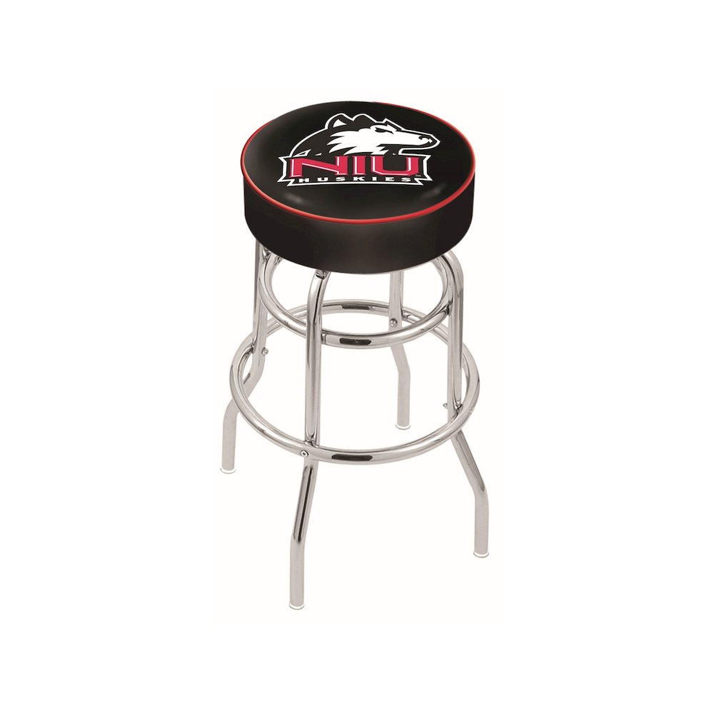 30" L7C1 - 4" Northern Illinois Cushion Seat with Double-Ring Chrome Base Swivel Bar Stool by Holland Bar Stool Company. Picture 1