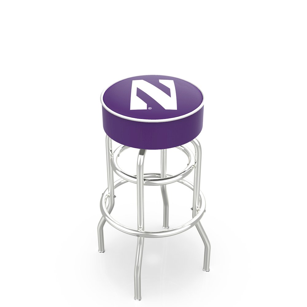 30" L7C1 - 4" Northwestern Cushion Seat with Double-Ring Chrome Base Swivel Bar Stool by Holland Bar Stool Company. Picture 1