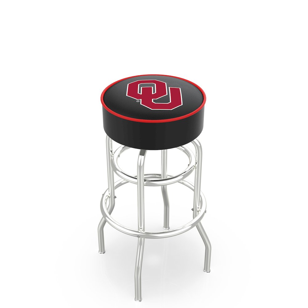 30" L7C1 - 4" Oklahoma Cushion Seat with Double-Ring Chrome Base Swivel Bar Stool by Holland Bar Stool Company. Picture 1