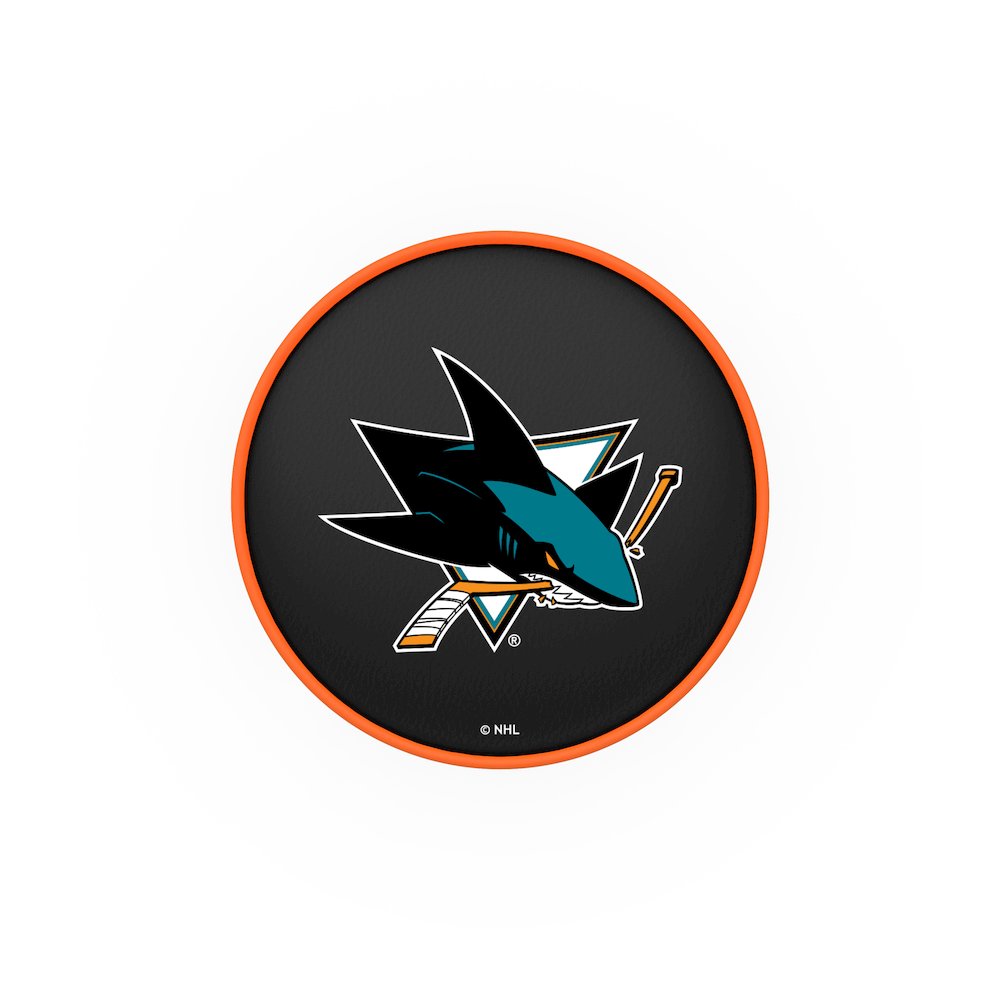 30" L7C1 - 4" San Jose Sharks Cushion Seat with Double-Ring Chrome Base Swivel Bar Stool by Holland Bar Stool Company. Picture 2