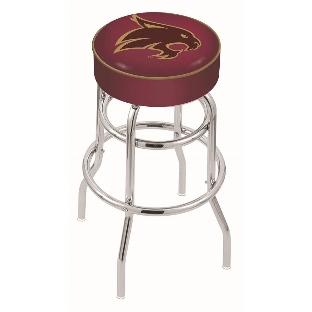 30" L7C1 - 4" Texas State Cushion Seat with Double-Ring Chrome Base Swivel Bar Stool by Holland Bar Stool Company. Picture 1