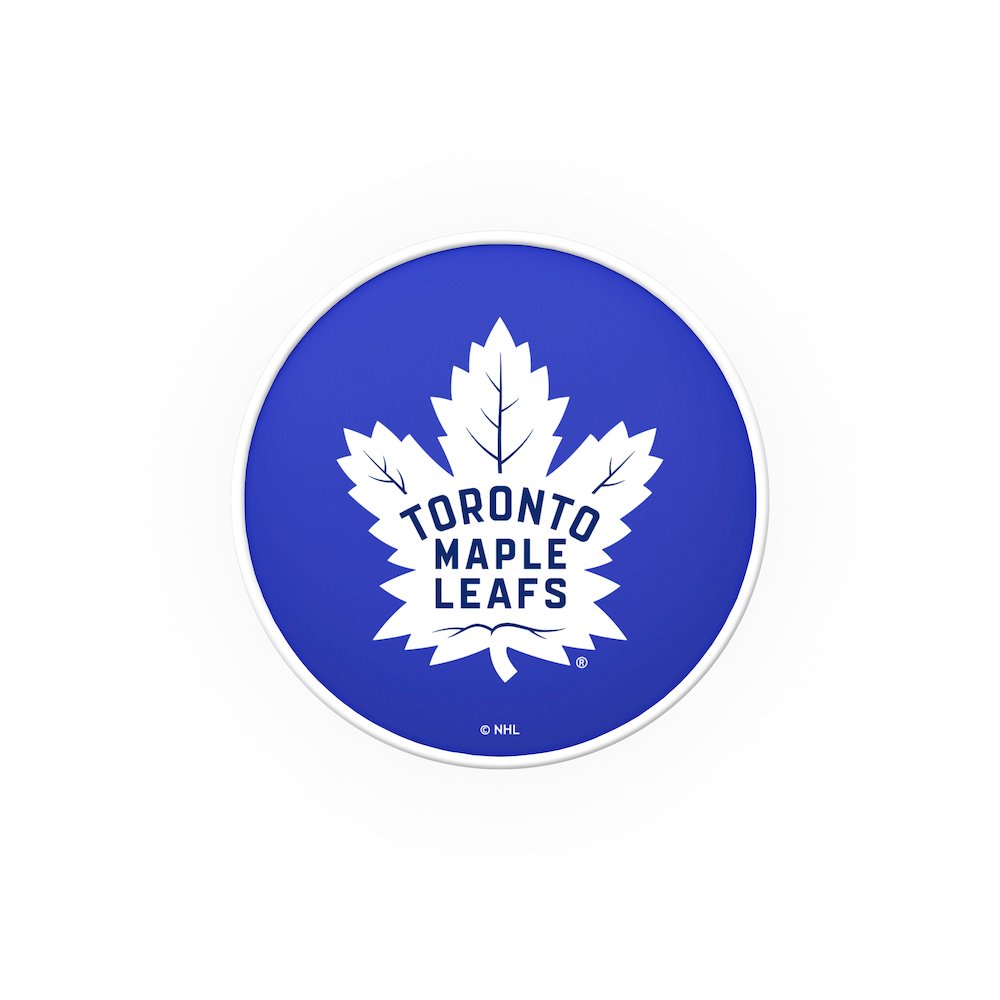 30" L7C1 - 4" Toronto Maple Leafs Cushion Seat with Double-Ring Chrome Base Swivel Bar Stool by Holland Bar Stool Company. Picture 2