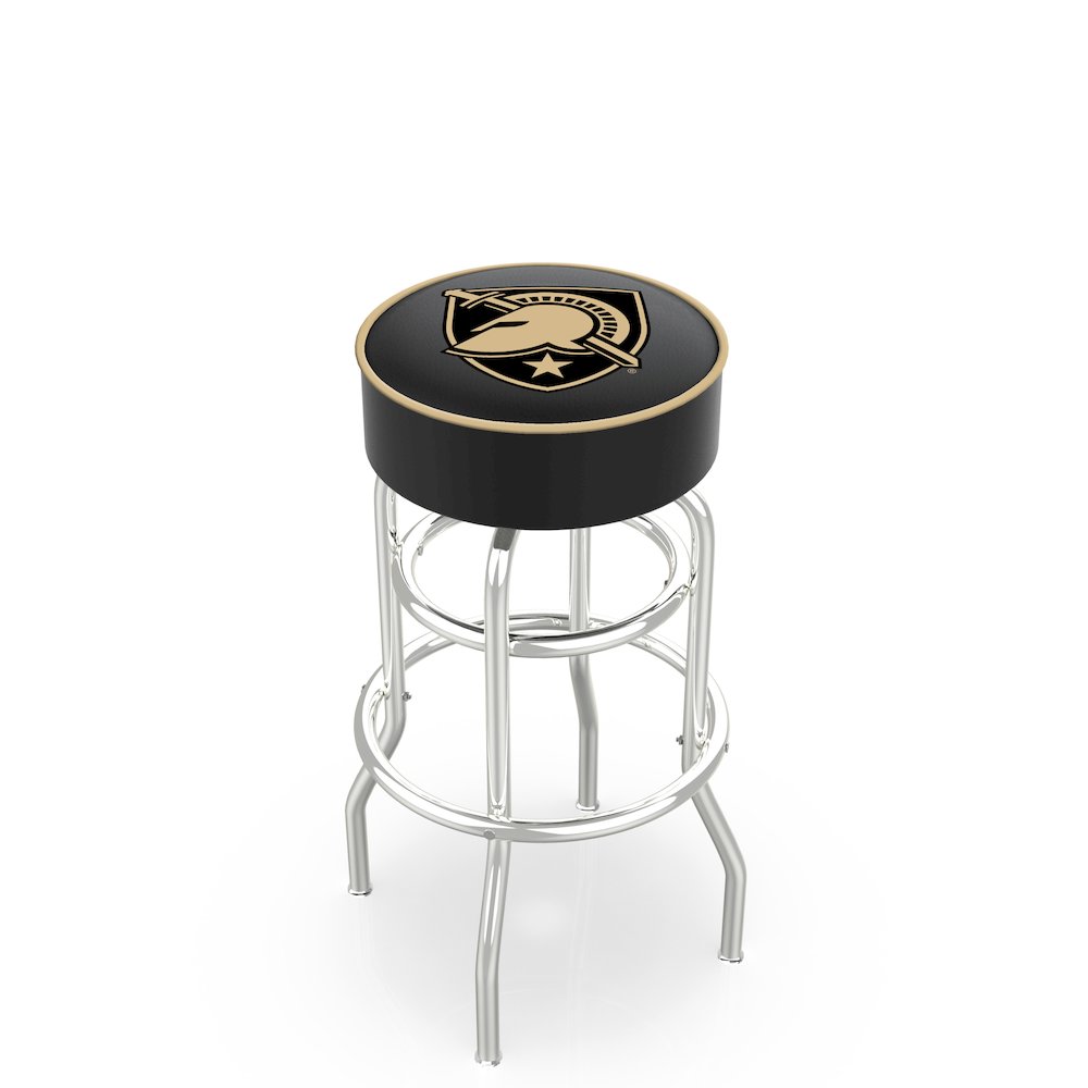 30" L7C1 - 4" US Military Academy (ARMY) Cushion Seat with Double-Ring Chrome Base Swivel Bar Stool by Holland Bar Stool Company. Picture 1