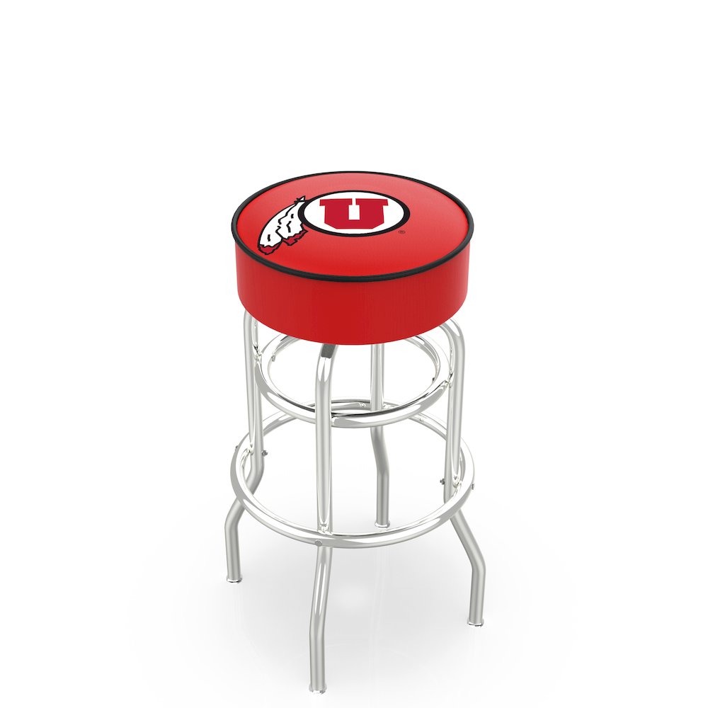 30" L7C1 - 4" Utah Cushion Seat with Double-Ring Chrome Base Swivel Bar Stool by Holland Bar Stool Company. Picture 1