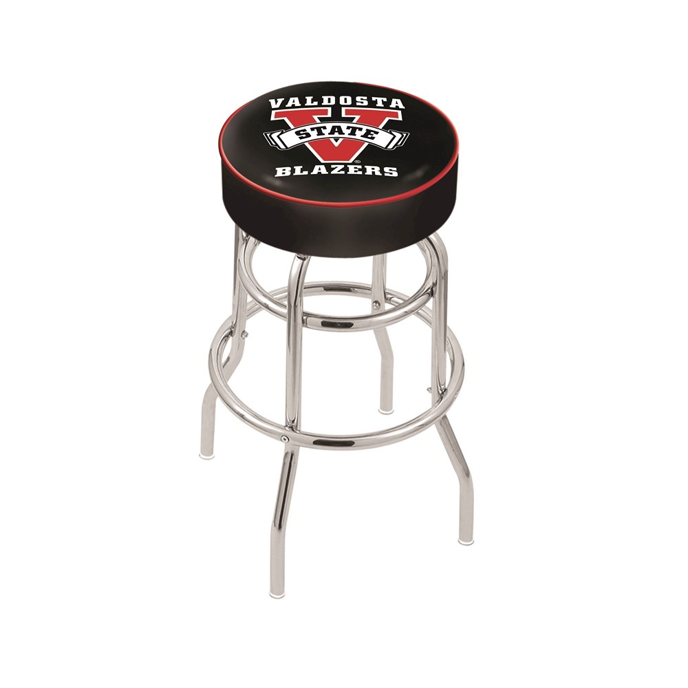 30" L7C1 - 4" Valdosta State Cushion Seat with Double-Ring Chrome Base Swivel Bar Stool by Holland Bar Stool Company. Picture 1