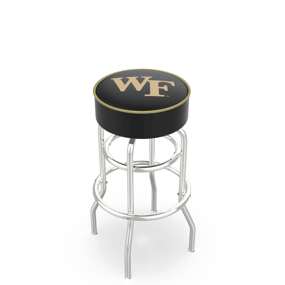 30" L7C1 - 4" Wake Forest Cushion Seat with Double-Ring Chrome Base Swivel Bar Stool by Holland Bar Stool Company. Picture 1
