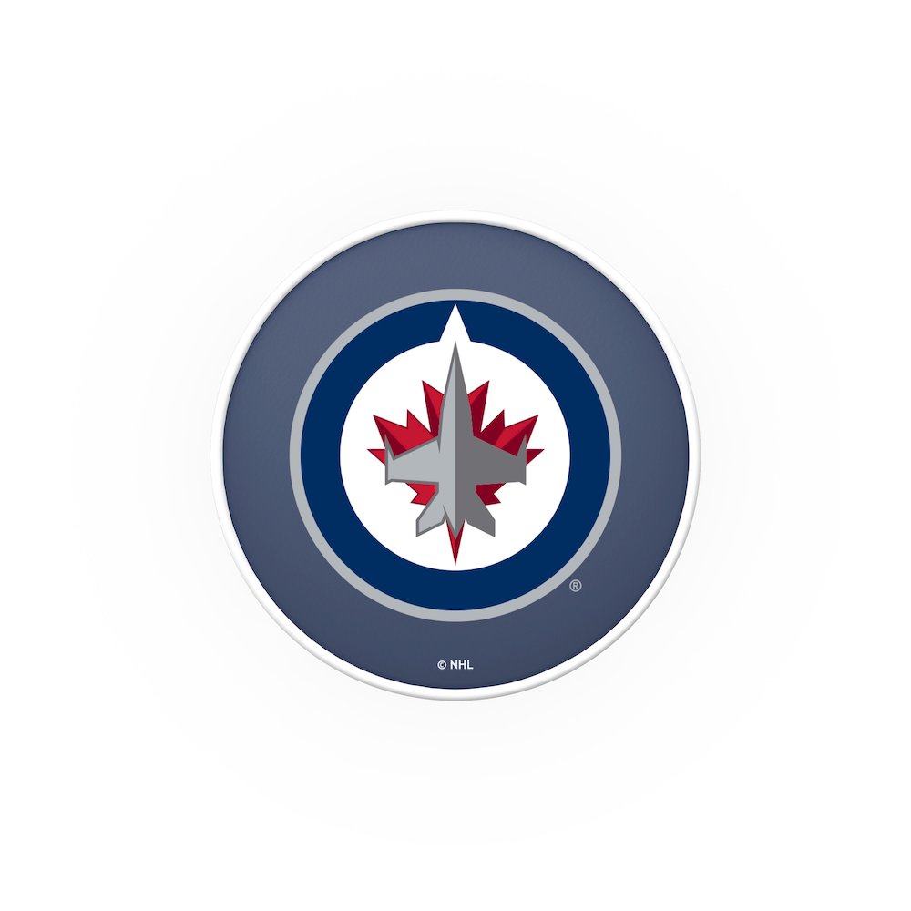 30" L7C1 - 4" Winnipeg Jets Cushion Seat with Double-Ring Chrome Base Swivel Bar Stool by Holland Bar Stool Company. Picture 2