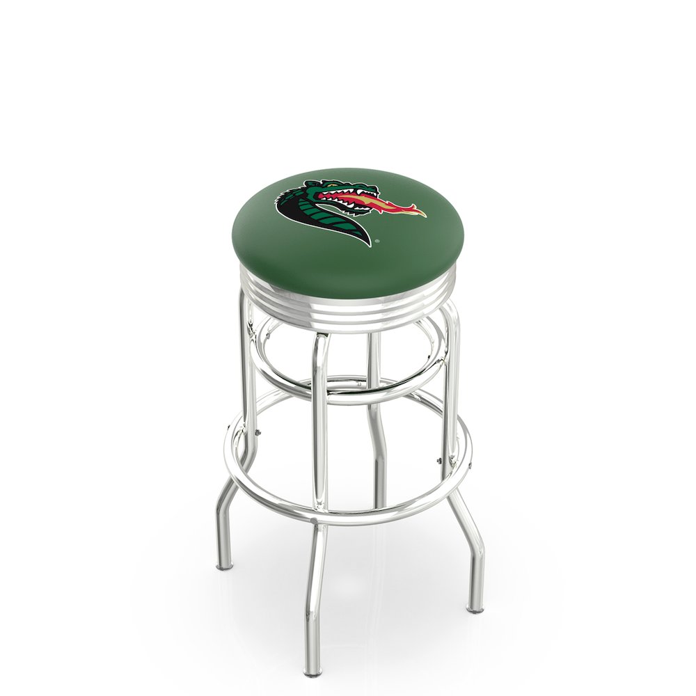 30" L7C3C - Chrome Double Ring UAB Swivel Bar Stool with 2.5" Ribbed Accent Ring by Holland Bar Stool Company. Picture 1