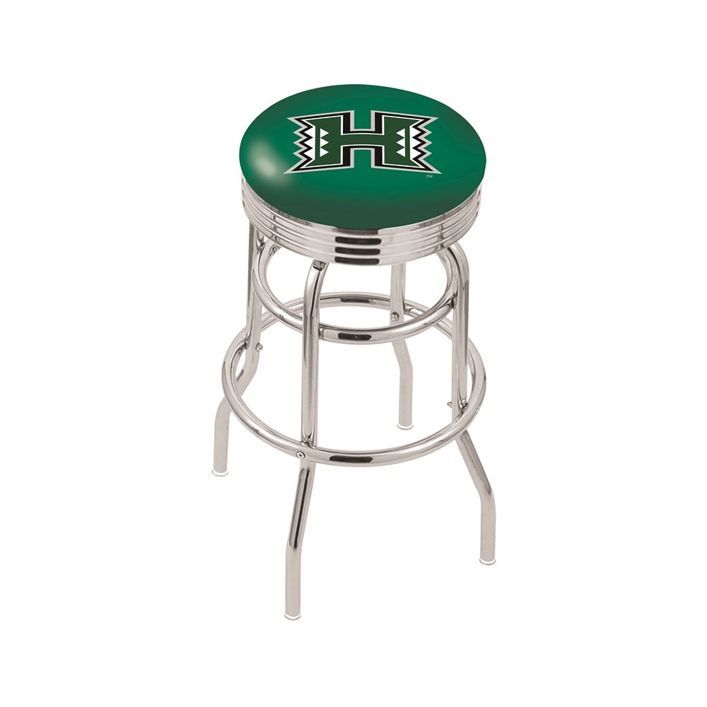 30" L7C3C - Chrome Double Ring Hawaii Swivel Bar Stool with 2.5" Ribbed Accent Ring by Holland Bar Stool Company. Picture 1