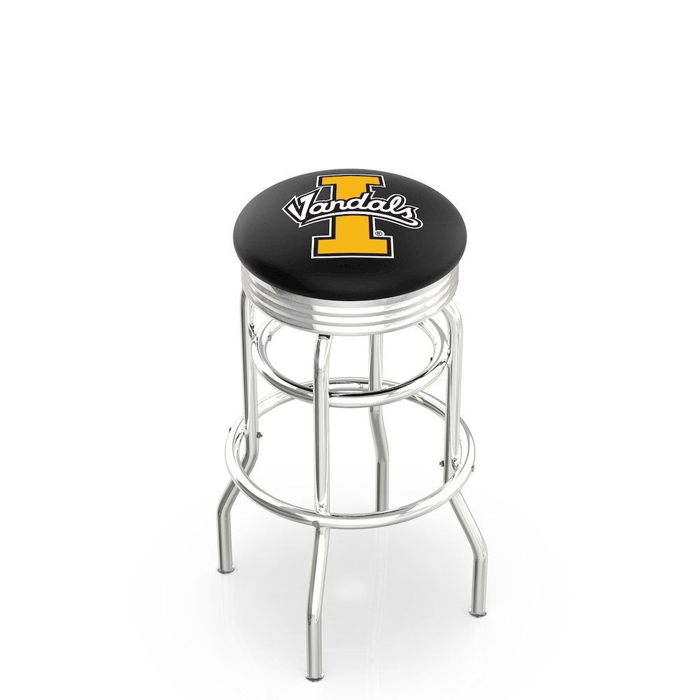 30" L7C3C - Chrome Double Ring Idaho Swivel Bar Stool with 2.5" Ribbed Accent Ring by Holland Bar Stool Company. Picture 1