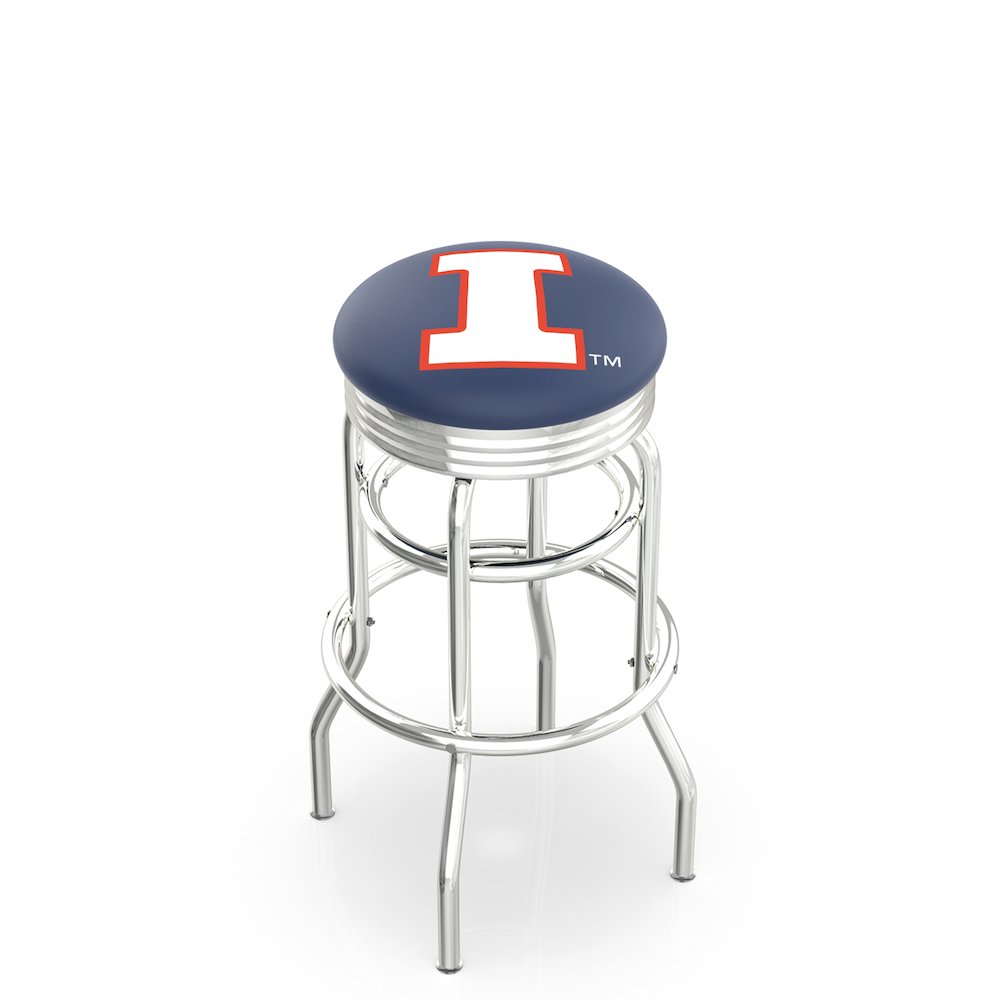 30" L7C3C - Chrome Double Ring Illinois Swivel Bar Stool with 2.5" Ribbed Accent Ring by Holland Bar Stool Company. Picture 1