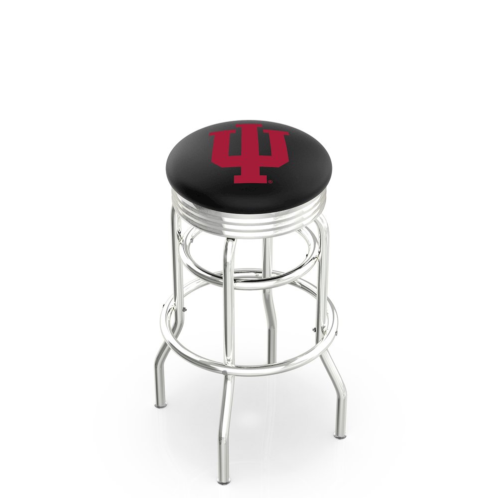 30" L7C3C - Chrome Double Ring Indiana Swivel Bar Stool with 2.5" Ribbed Accent Ring by Holland Bar Stool Company. Picture 1