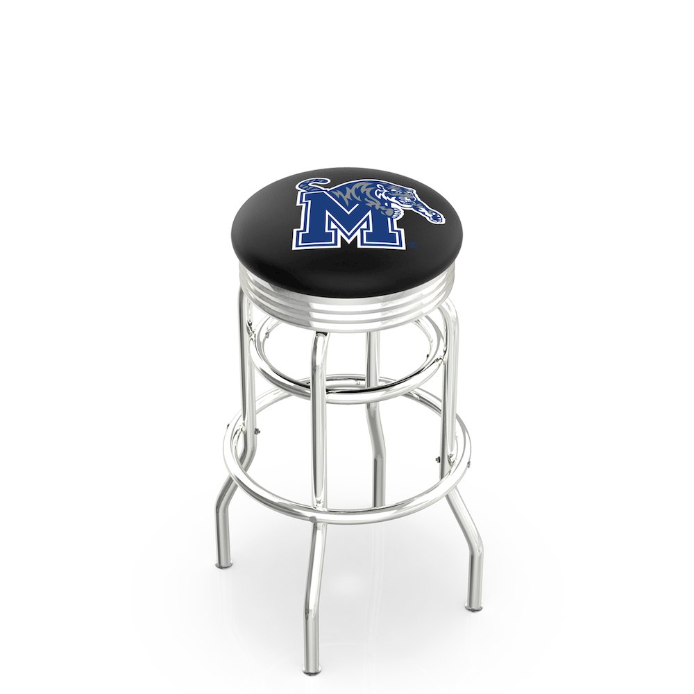 30" L7C3C - Chrome Double Ring Memphis Swivel Bar Stool with 2.5" Ribbed Accent Ring by Holland Bar Stool Company. Picture 1