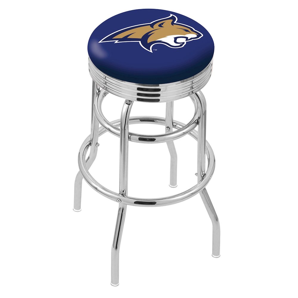 30" L7C3C - Chrome Double Ring Montana State Swivel Bar Stool with 2.5" Ribbed Accent Ring by Holland Bar Stool Company. Picture 1
