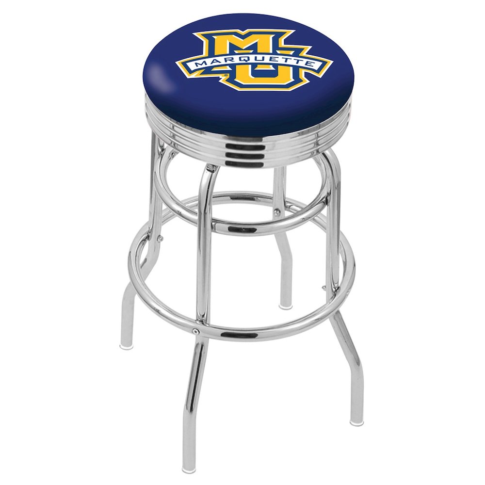 30" L7C3C - Chrome Double Ring Marquette Swivel Bar Stool with 2.5" Ribbed Accent Ring by Holland Bar Stool Company. Picture 1