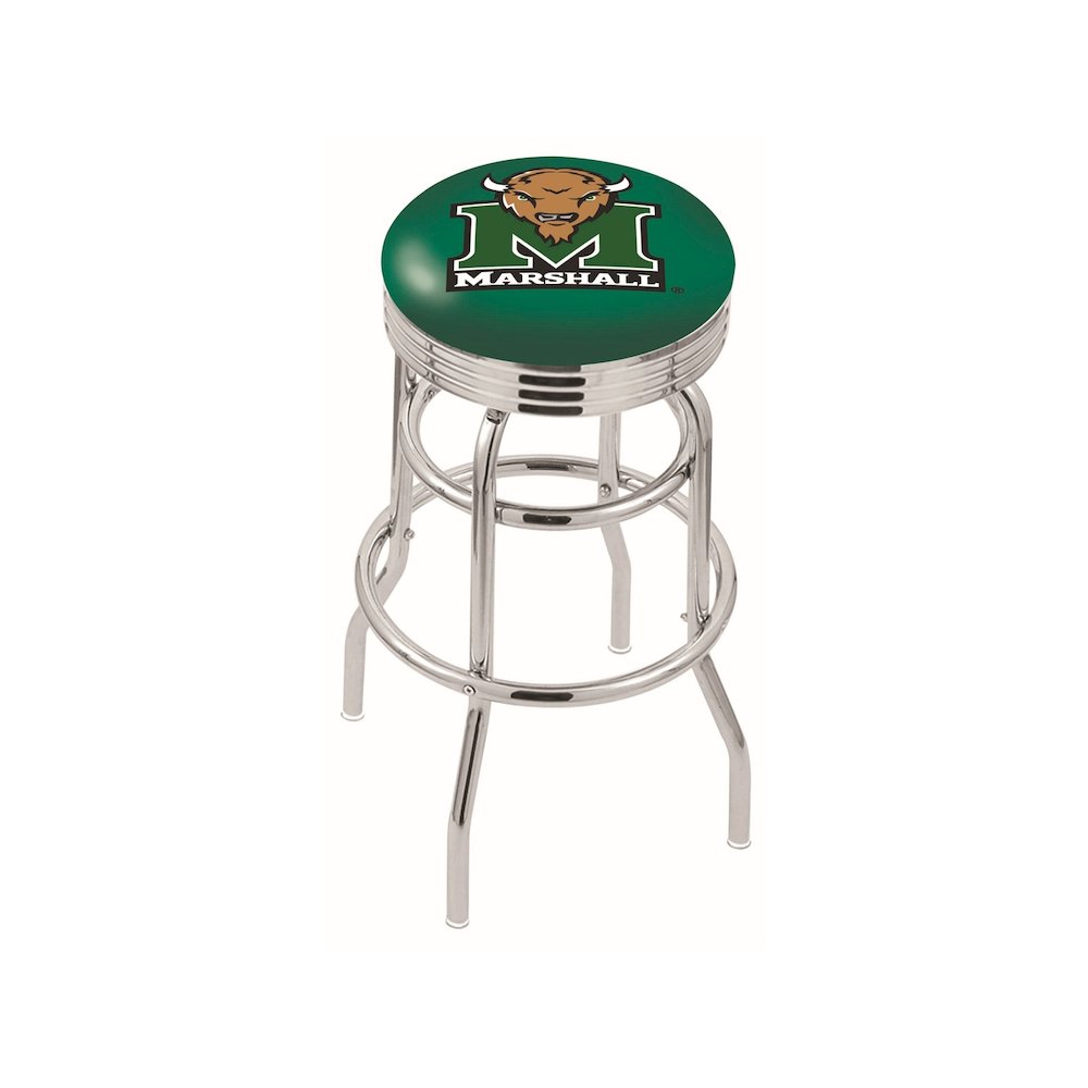 30" L7C3C - Chrome Double Ring Marshall Swivel Bar Stool with 2.5" Ribbed Accent Ring by Holland Bar Stool Company. Picture 1