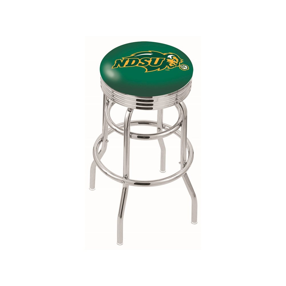 30" L7C3C - Chrome Double Ring North Dakota State Swivel Bar Stool with 2.5" Ribbed Accent Ring by Holland Bar Stool Company. Picture 1