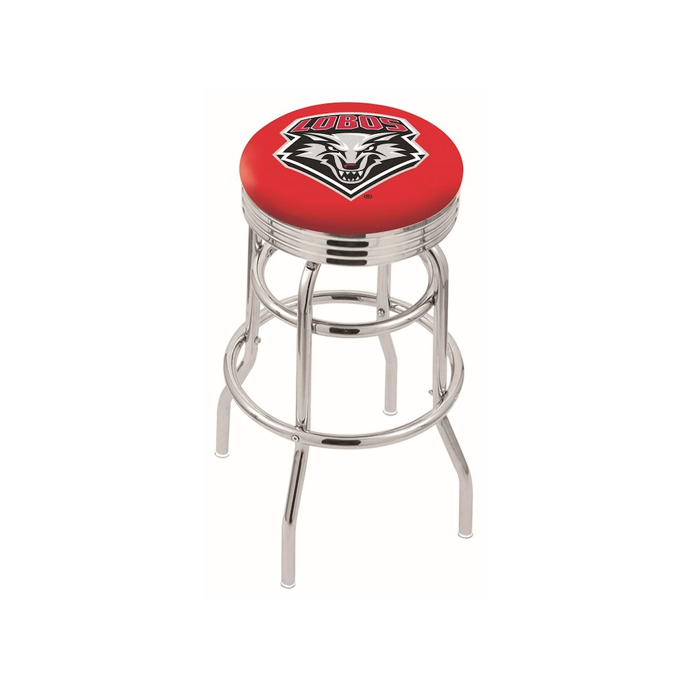 30" L7C3C - Chrome Double Ring New Mexico Swivel Bar Stool with 2.5" Ribbed Accent Ring by Holland Bar Stool Company. Picture 1