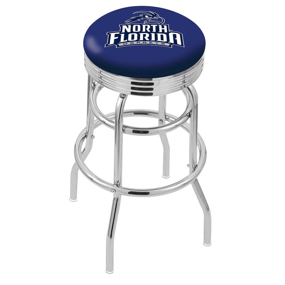 30" L7C3C - Chrome Double Ring North Florida Swivel Bar Stool with 2.5" Ribbed Accent Ring by Holland Bar Stool Company. Picture 1
