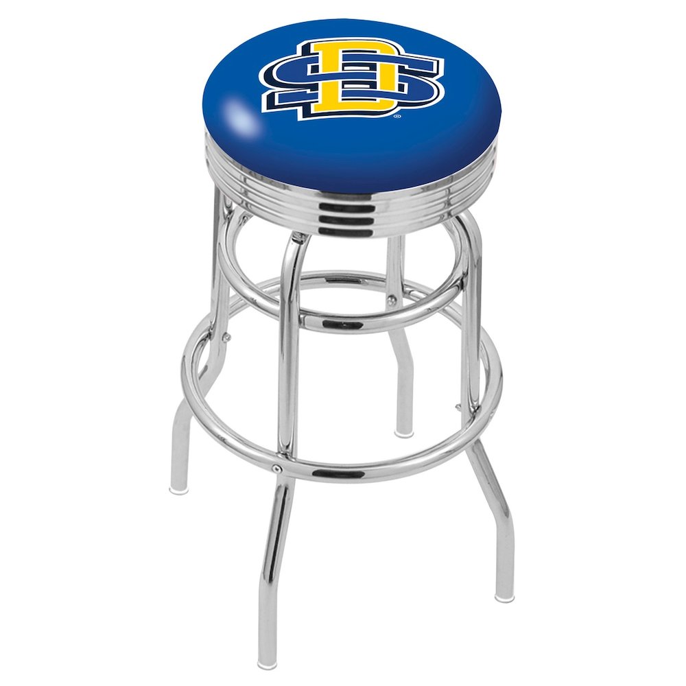 30" L7C3C - Chrome Double Ring South Dakota State Swivel Bar Stool with 2.5" Ribbed Accent Ring by Holland Bar Stool Company. Picture 1