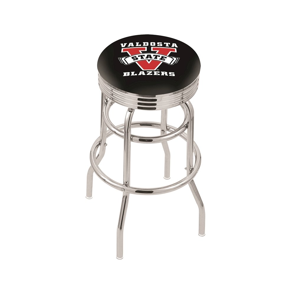 30" L7C3C - Chrome Double Ring Valdosta State Swivel Bar Stool with 2.5" Ribbed Accent Ring by Holland Bar Stool Company. Picture 1