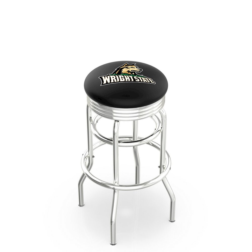 30" L7C3C - Chrome Double Ring Wright State Swivel Bar Stool with 2.5" Ribbed Accent Ring by Holland Bar Stool Company. Picture 1