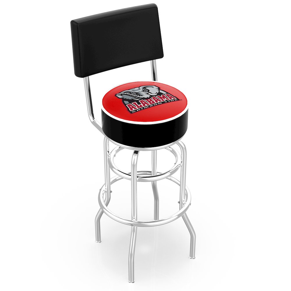 30" L7C4 - Chrome Double Ring Alabama Swivel Bar Stool with a Back by Holland Bar Stool Company. Picture 1