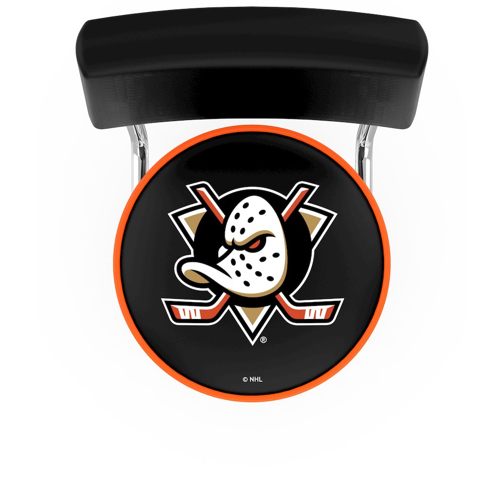30" L7C4 - Chrome Double Ring Anaheim Ducks Swivel Bar Stool with a Back by Holland Bar Stool Company. Picture 2