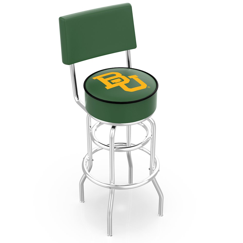 30" L7C4 - Chrome Double Ring Baylor Swivel Bar Stool with a Back by Holland Bar Stool Company. Picture 1