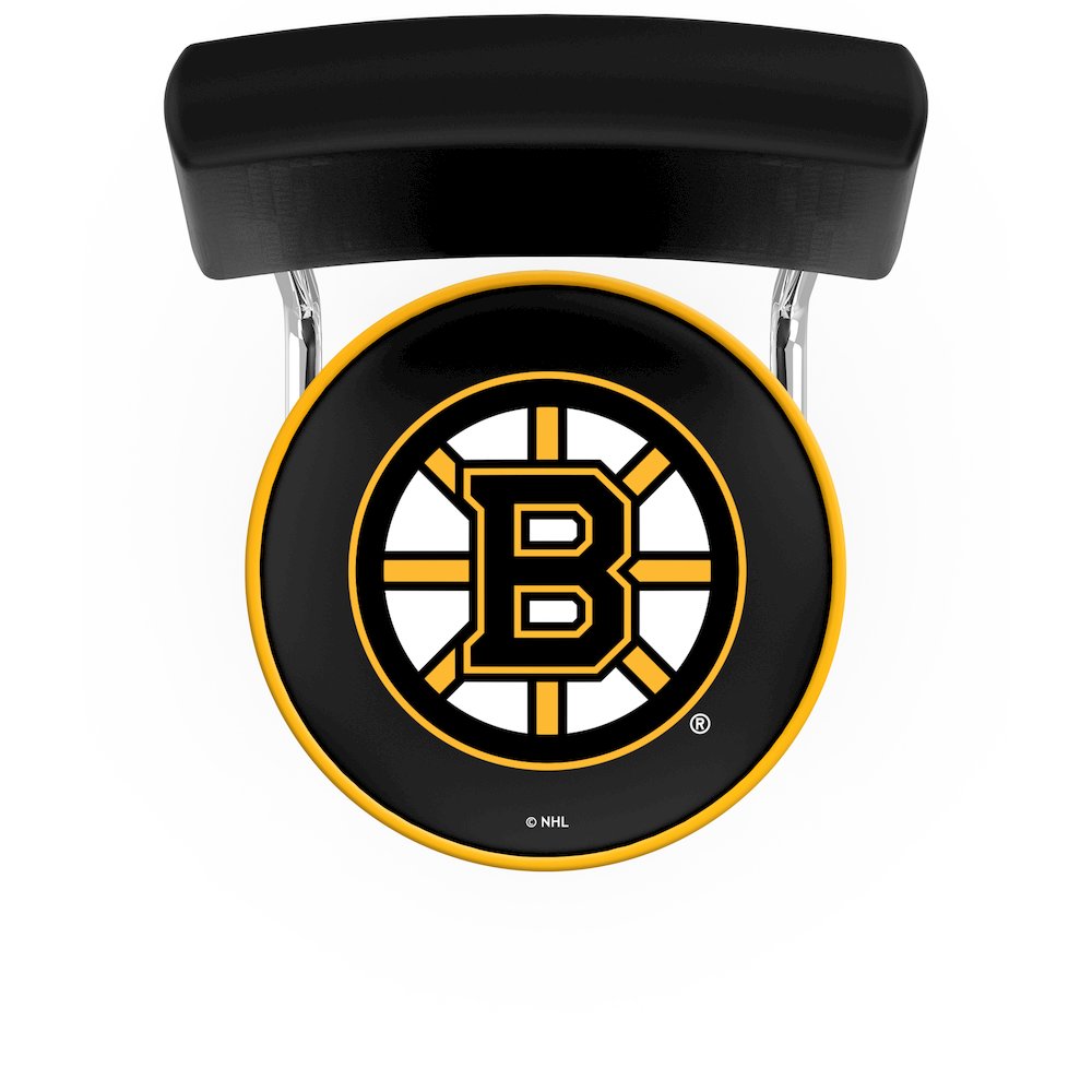 30" L7C4 - Chrome Double Ring Boston Bruins Swivel Bar Stool with a Back by Holland Bar Stool Company. Picture 2