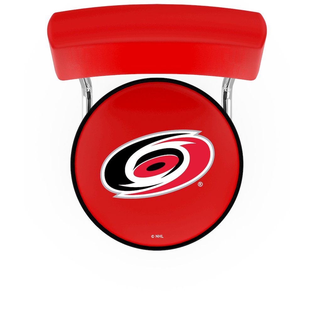 30" L7C4 - Chrome Double Ring Carolina Hurricanes Swivel Bar Stool with a Back by Holland Bar Stool Company. Picture 2