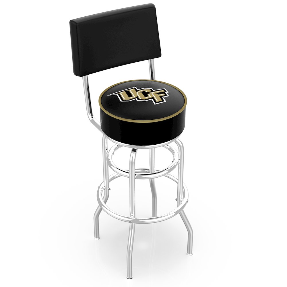 30" L7C4 - Chrome Double Ring Central Florida Swivel Bar Stool with a Back by Holland Bar Stool Company. Picture 1