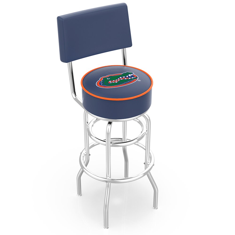 30" L7C4 - Chrome Double Ring Florida Swivel Bar Stool with a Back by Holland Bar Stool Company. Picture 1