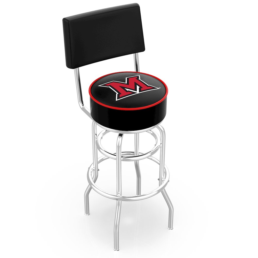 30" L7C4 - Chrome Double Ring Miami (OH) Swivel Bar Stool with a Back by Holland Bar Stool Company. Picture 1