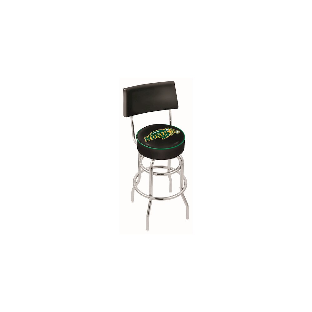 30" L7C4 - Chrome Double Ring North Dakota State Swivel Bar Stool with a Back by Holland Bar Stool Company. Picture 1