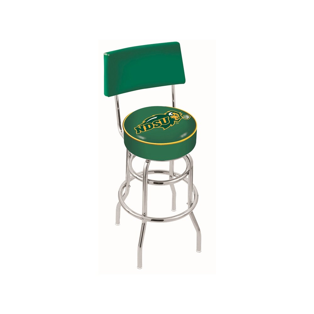 30" L7C4 - Chrome Double Ring North Dakota State Swivel Bar Stool with a Back by Holland Bar Stool Company. Picture 1