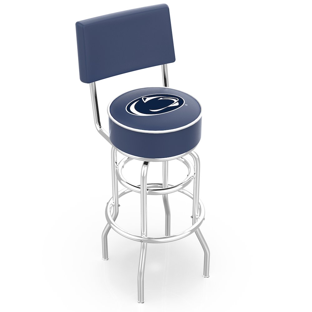 30" L7C4 - Chrome Double Ring Penn State Swivel Bar Stool with a Back by Holland Bar Stool Company. Picture 1
