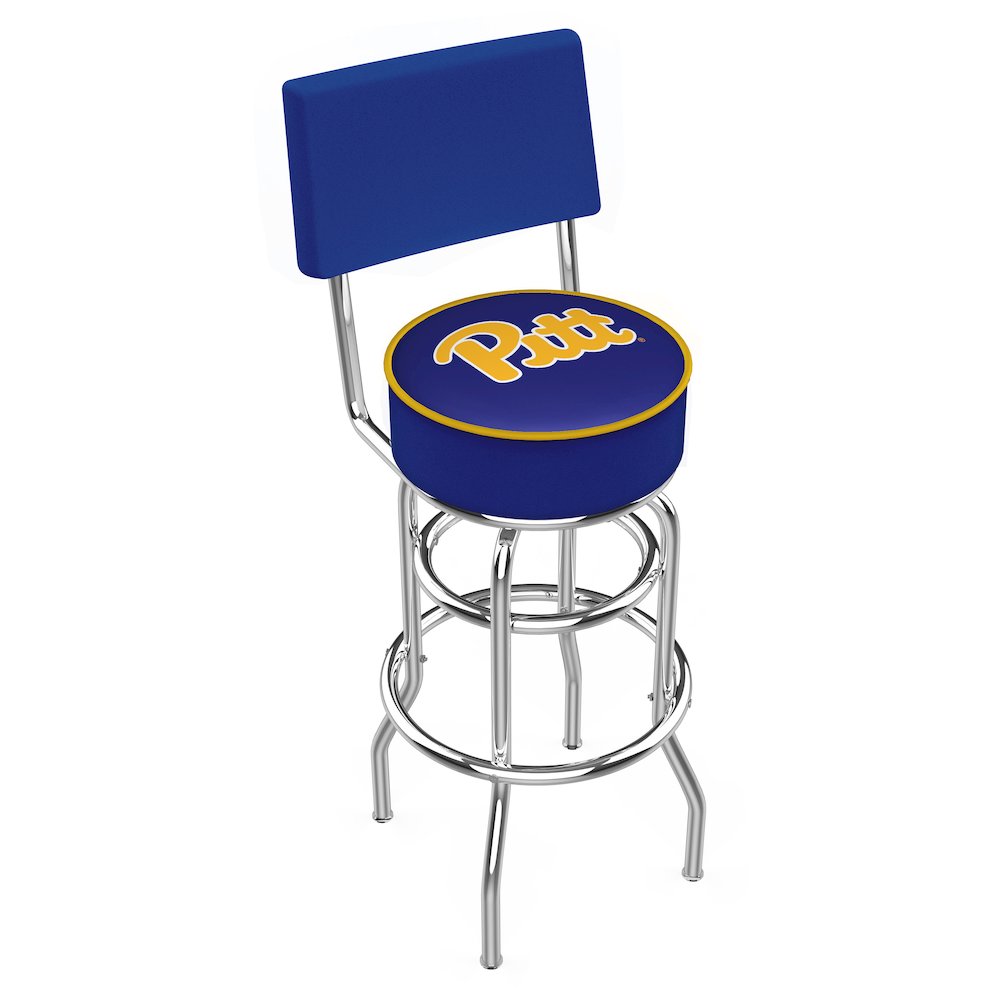 30" L7C4 - Chrome Double Ring Pitt Swivel Bar Stool with a Back by Holland Bar Stool Company. Picture 1