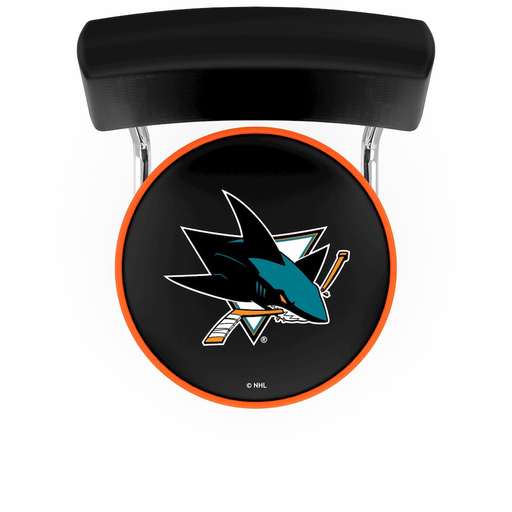 30" L7C4 - Chrome Double Ring San Jose Sharks Swivel Bar Stool with a Back by Holland Bar Stool Company. Picture 2