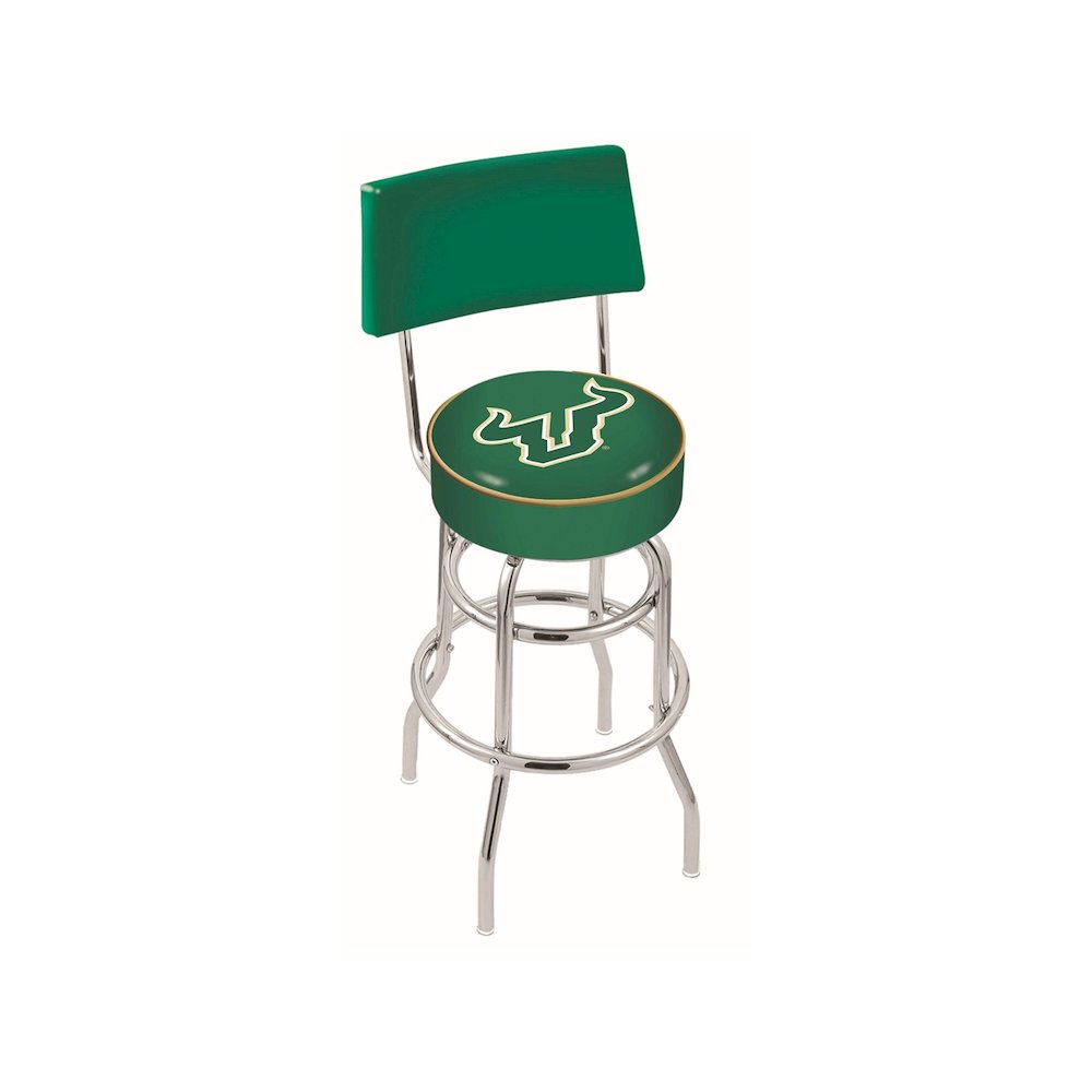 30" L7C4 - Chrome Double Ring South Florida Swivel Bar Stool with a Back by Holland Bar Stool Company. Picture 1