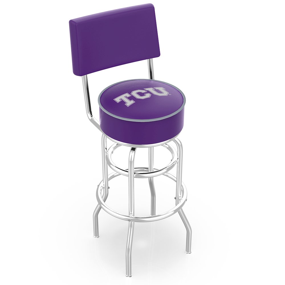 30" L7C4 - Chrome Double Ring TCU Swivel Bar Stool with a Back by Holland Bar Stool Company. Picture 1