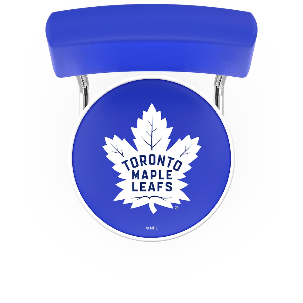 30" L7C4 - Chrome Double Ring Toronto Maple Leafs Swivel Bar Stool with a Back by Holland Bar Stool Company. Picture 2