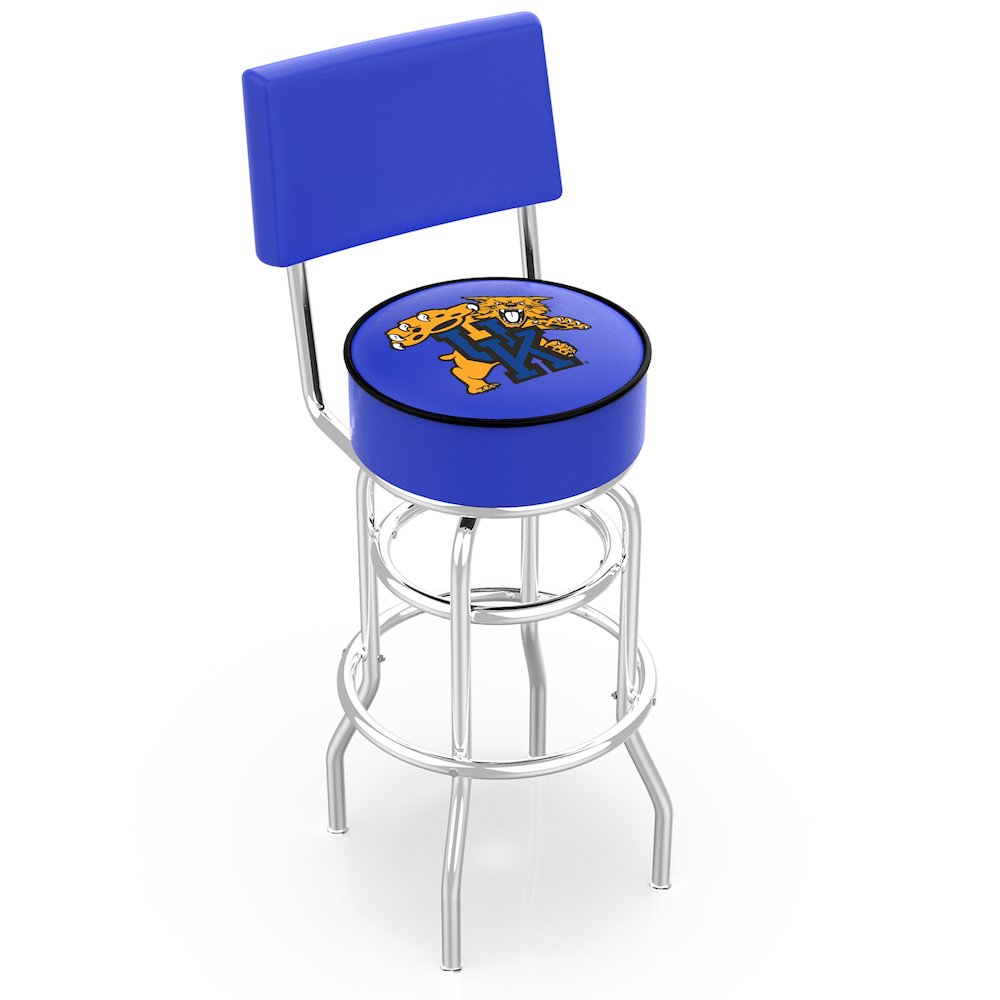 30" L7C4 - Chrome Double Ring Kentucky "Wildcat" Swivel Bar Stool with a Back by Holland Bar Stool Company. Picture 1