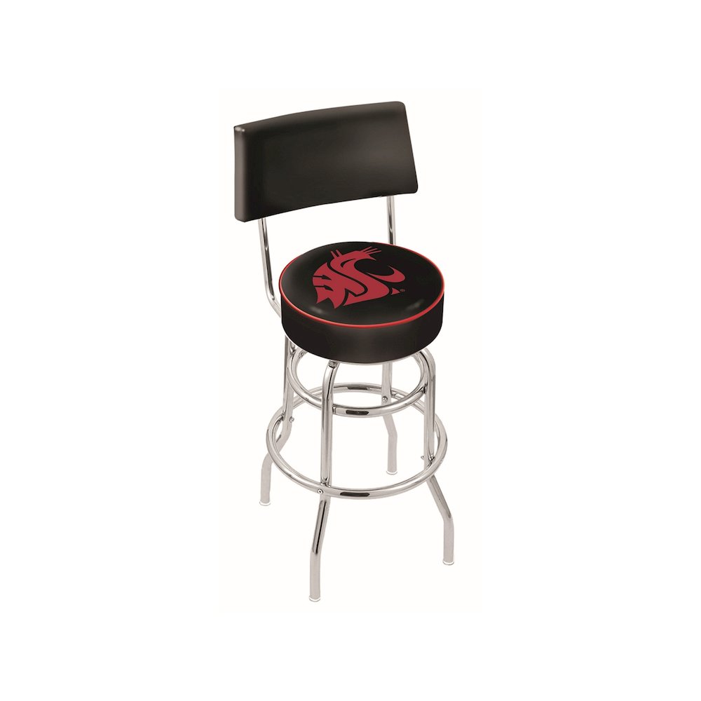 30" L7C4 - Chrome Double Ring Washington State Swivel Bar Stool with a Back by Holland Bar Stool Company. Picture 1