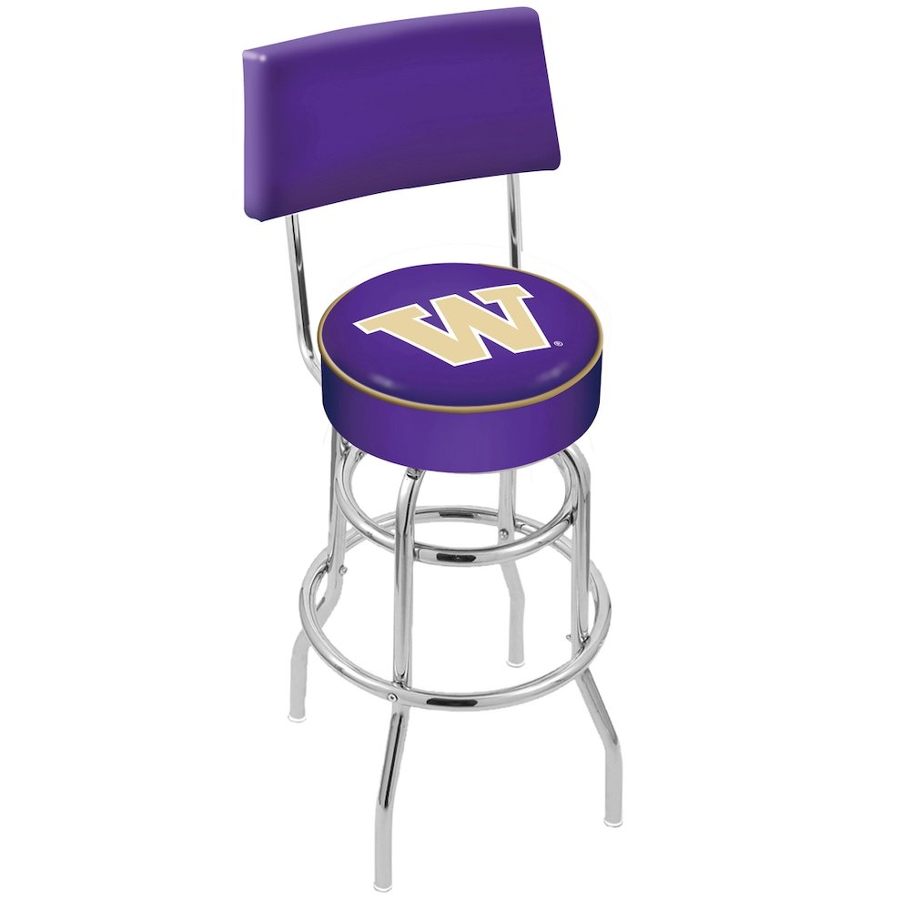 30" L7C4 - Chrome Double Ring Washington Swivel Bar Stool with a Back by Holland Bar Stool Company. Picture 1