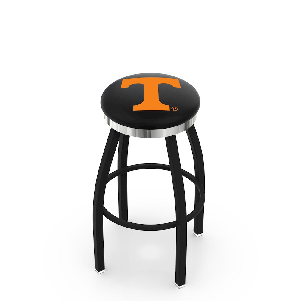 36" L8B2C - Black Wrinkle Tennessee Swivel Bar Stool with Chrome Accent Ring by Holland Bar Stool Company. Picture 1