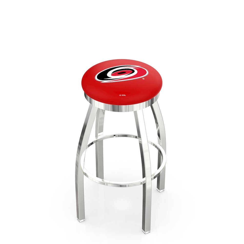 30" L8C2C - Chrome Carolina Hurricanes Swivel Bar Stool with Accent Ring by Holland Bar Stool Company. Picture 1