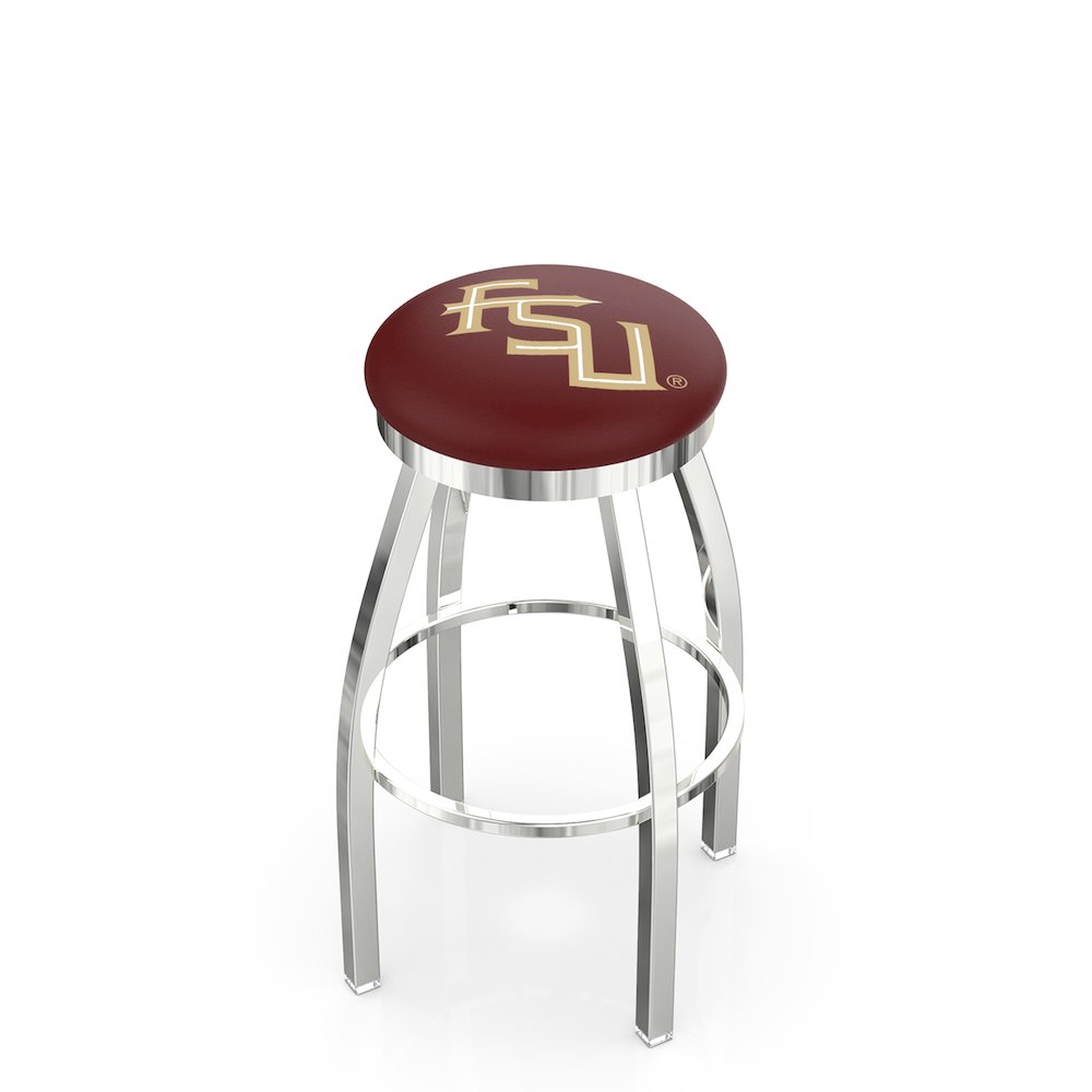 36" L8C2C - Chrome Florida State (Script) Swivel Bar Stool with Accent Ring by Holland Bar Stool Company. Picture 1