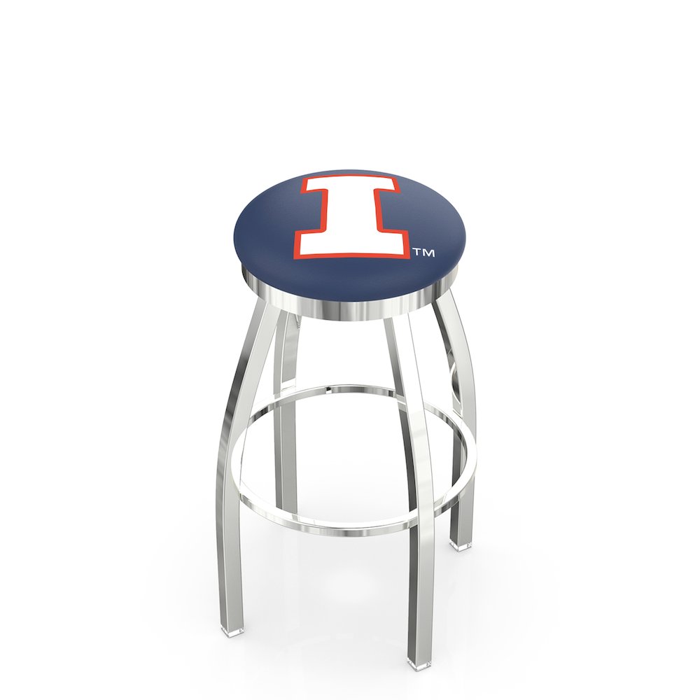 36" L8C2C - Chrome Illinois Swivel Bar Stool with Accent Ring by Holland Bar Stool Company. Picture 1