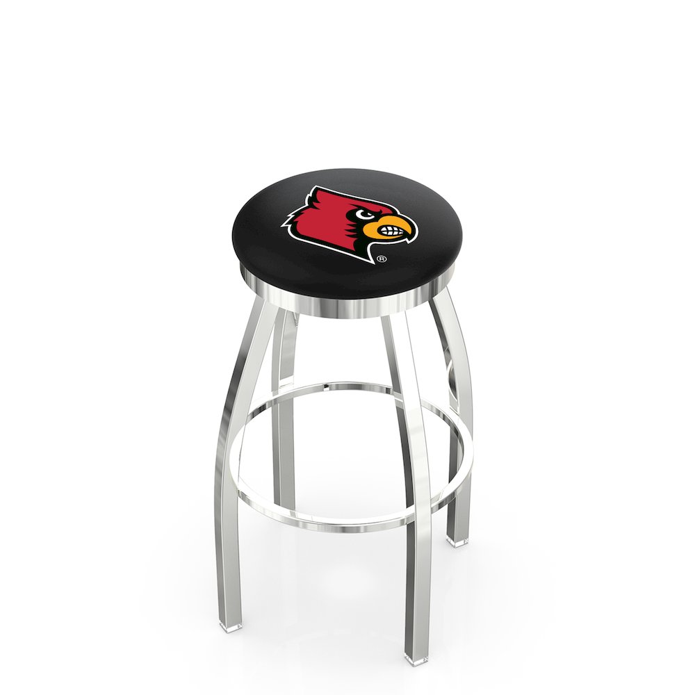 36" L8C2C - Chrome Louisville Swivel Bar Stool with Accent Ring by Holland Bar Stool Company. Picture 1